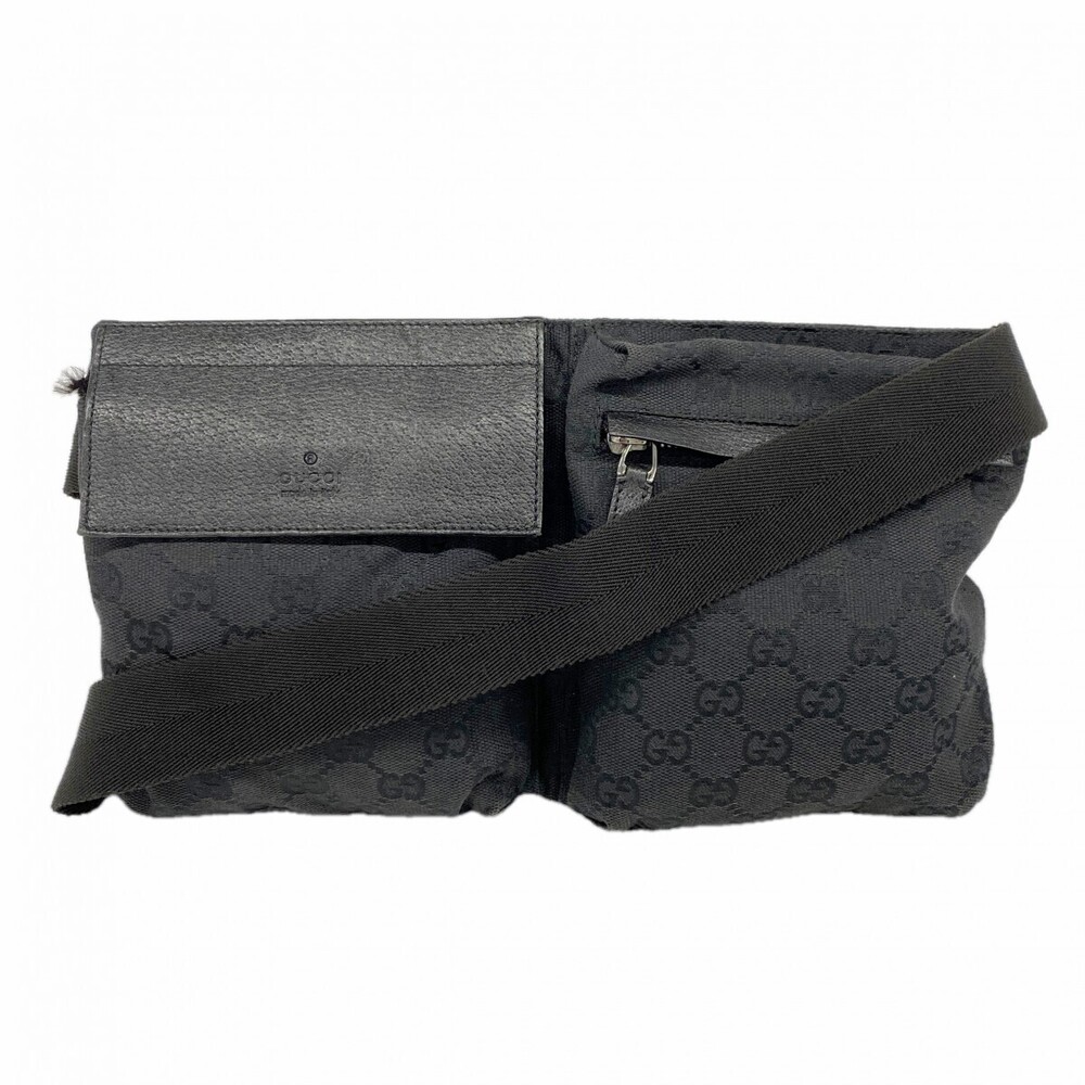 Gucci Waist Bag GG Canvas Black Silver Hardware
